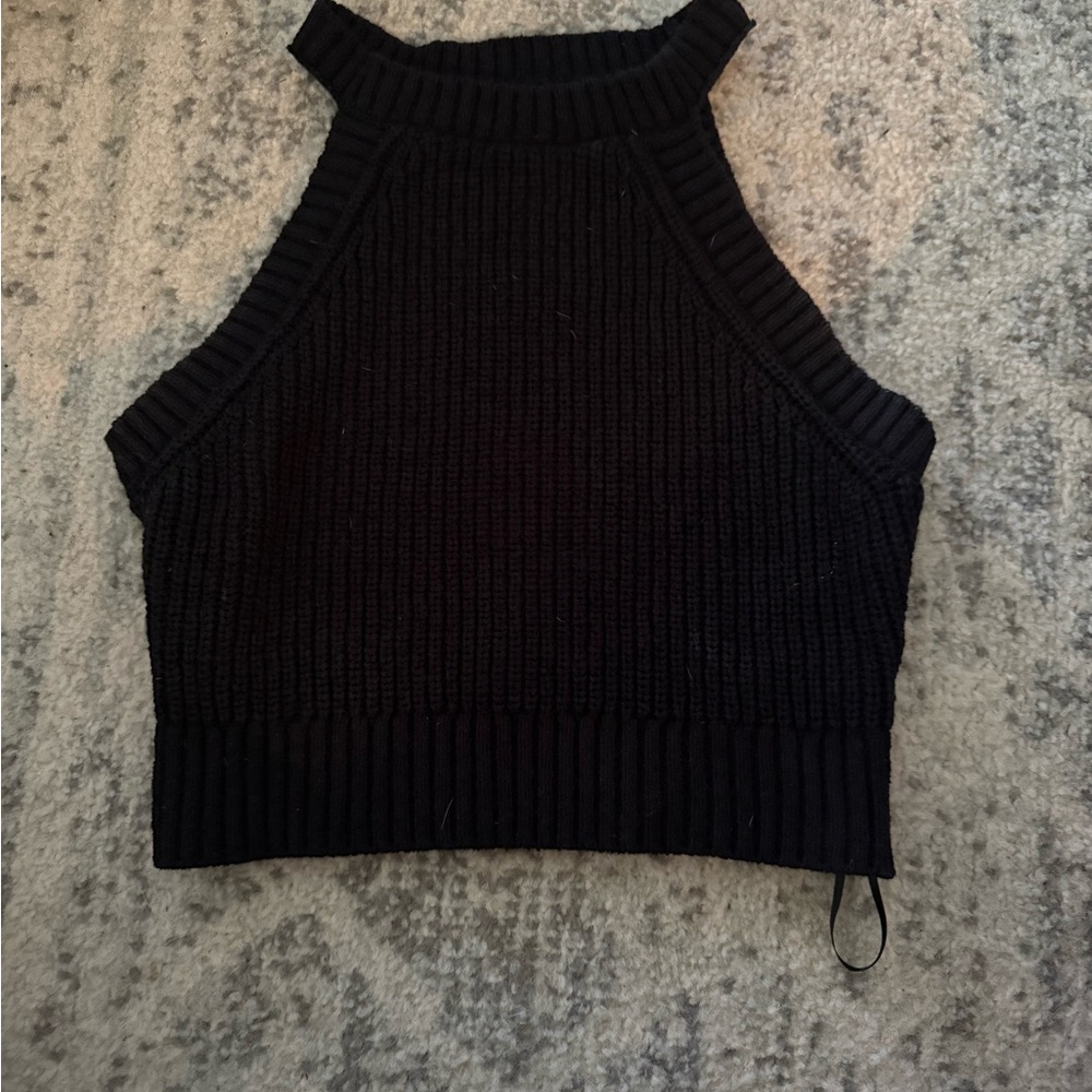 Elegant Black Knit Halter Top